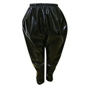 CHUOU Kids Girls Boys Metallic Harem Dance Pants Loose Fit For Modern Hip Hop Street Dancewear,Black,Size 3-4 Years